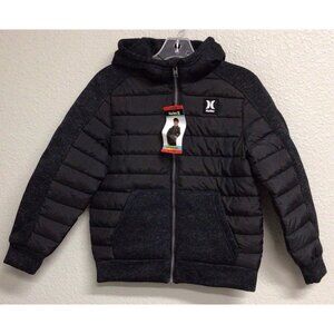Hurley Youth Hybrid Hooded Jacket Black M 10/12 Full Zipper NWT Winter